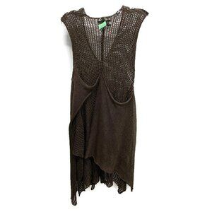 Design B Olive Loose Knit Sleeveless Tunic Sweater
